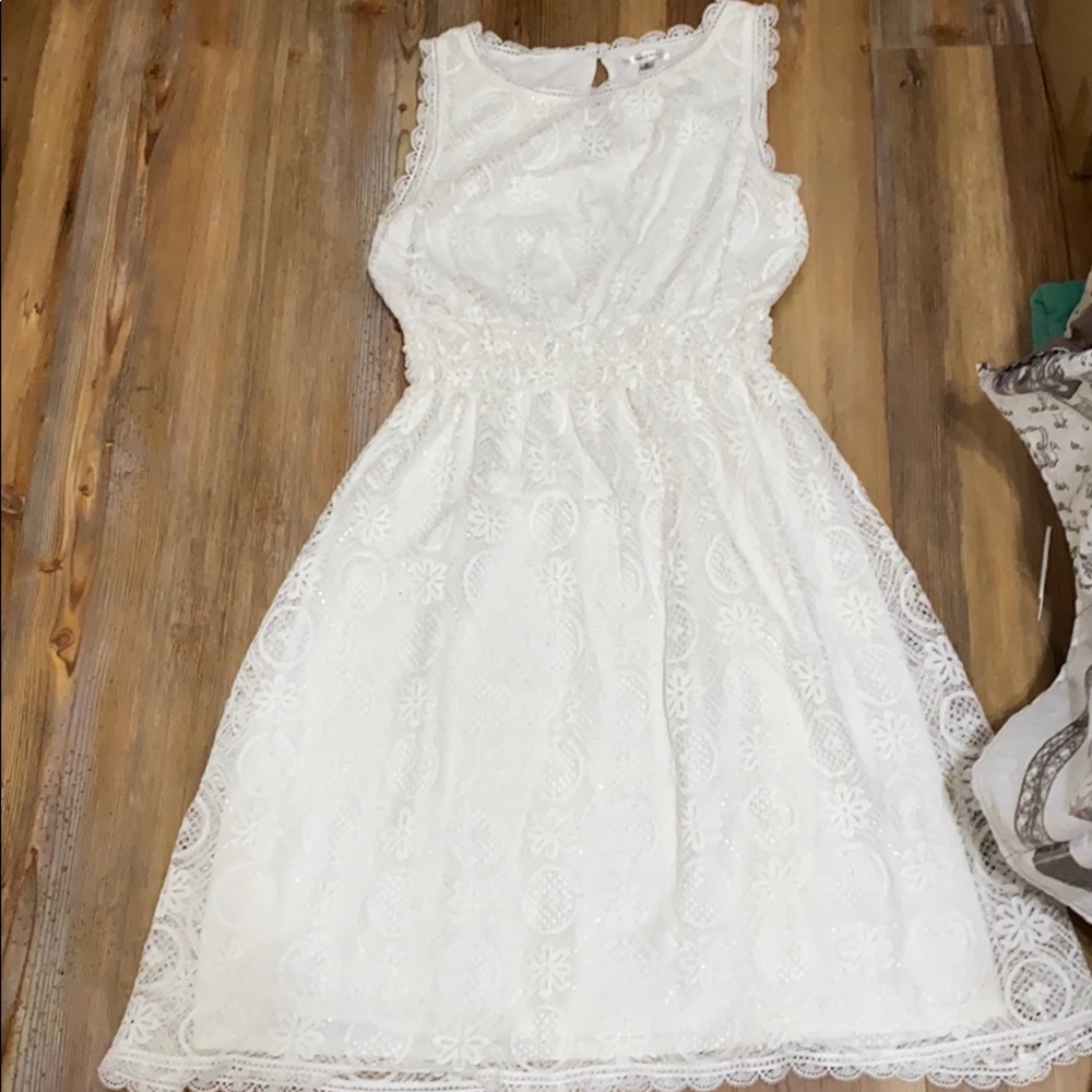 All white lace dress